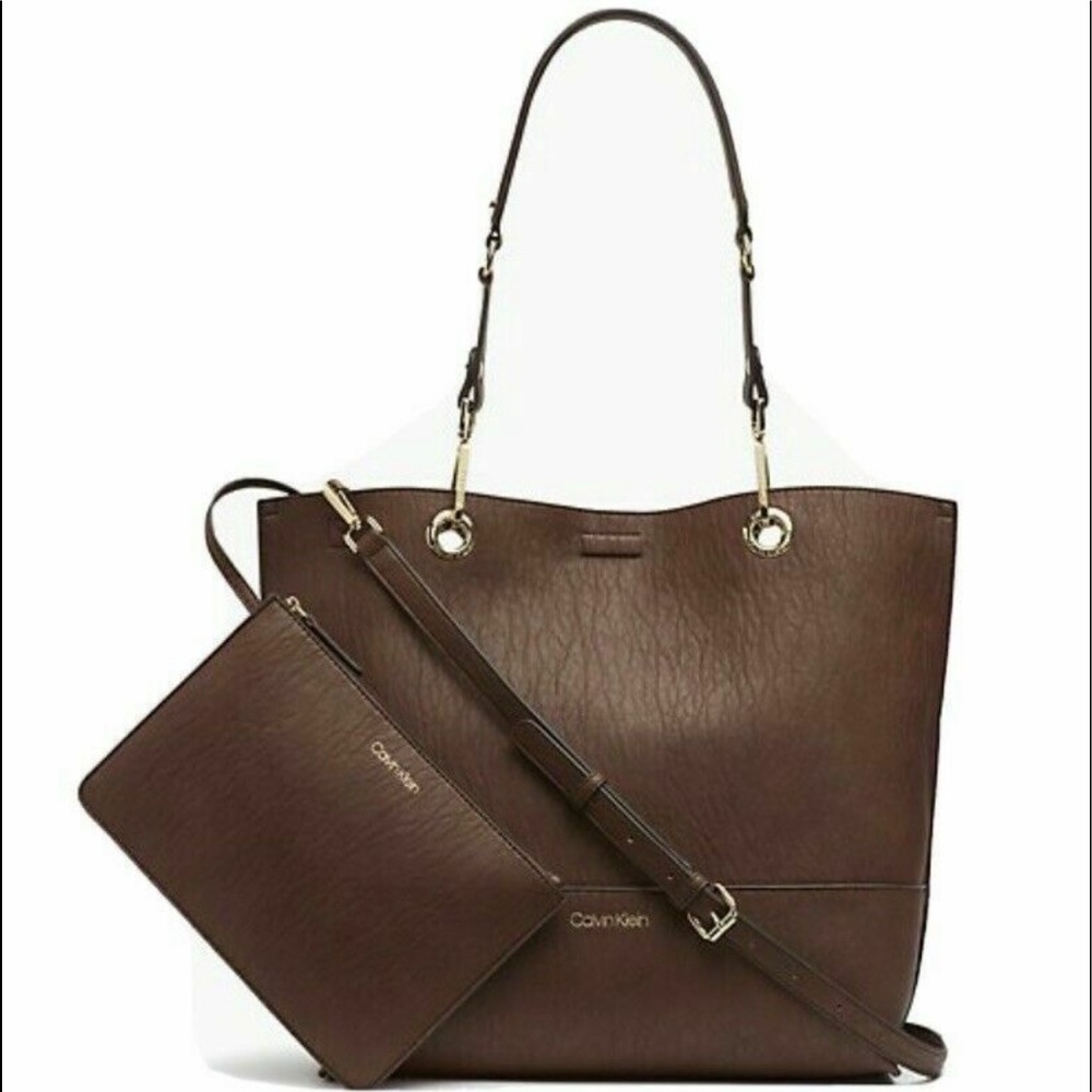 Brown Calvin Klein Sonoma Tote Bag & Wristlet